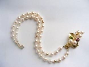 Gregory Pyra Piro Collier Broche en Or 750 avec Perles, Tourmaline Rose, et P&eacute;ridot