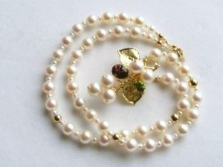 Gregory Pyra Piro Collier Broche en Or 750 avec Perles, Tourmaline Rose, et P&eacute;ridot