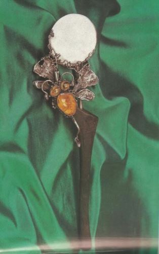 Gregory Pyra Piro Mirrior en Bois et Argent Massif avec Ambre et Am&eacute;thyste