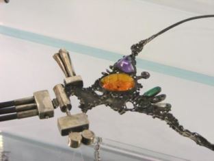 Gregory Pyra Piro Collier en Argent Massif avec Ambre, Am&eacute;thyste, Chrysacole, et Perles