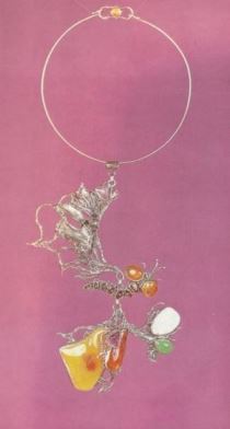 Gregory Pyra Piro Collier Papillion en Argent Massif avec Ambre, Am&eacute;thyste, et Grenat
