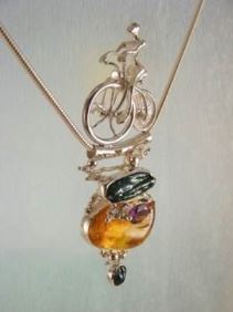 смешанные металлические украшения из серебра и золота, янтарь, аметист, жемчуг, Григорий Пыра Пиро велосипед кулон 2533