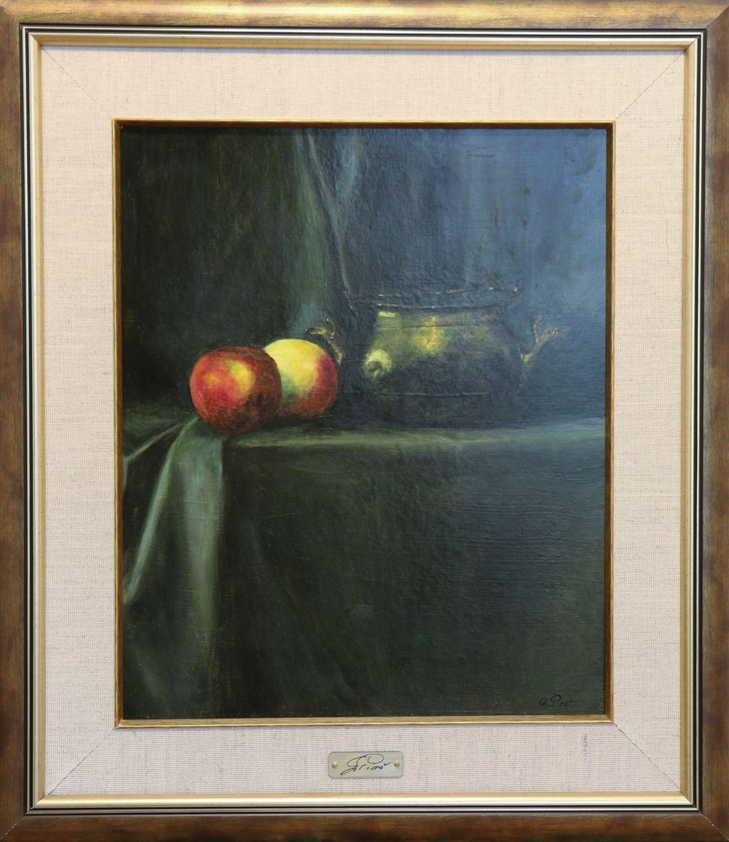 Peinture à l'huile, Pommes et Laiton, Gregory Pyra Piro