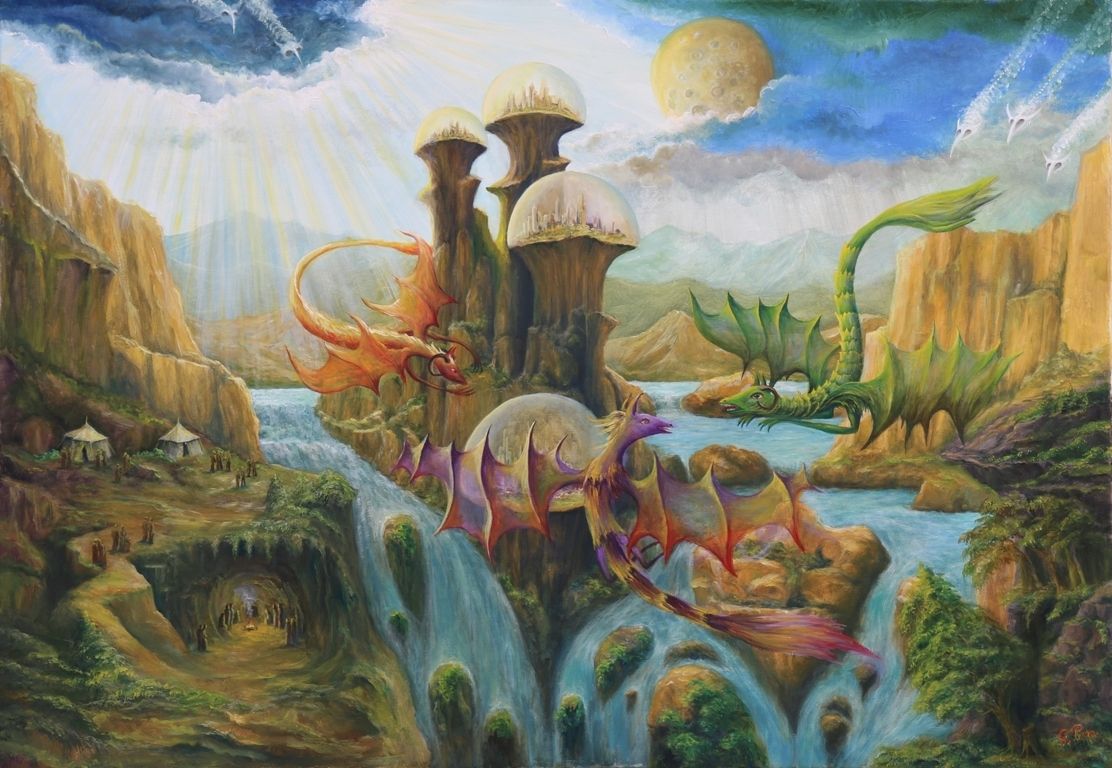 gregory pyra piro obrazy olej na plátně, fantasy umění se surrealistickým motivem, fantasy obrazy se surrealistickým motivem, surrealistické obrazy, výstava obrazů